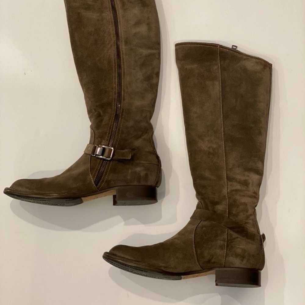 NIB Alberto Fermani brown soft suede zip boots 38